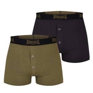 Kratasy Lonsdale 2 Pack Boxers Panske Čierne Hnedožltý | SK-QI6590314