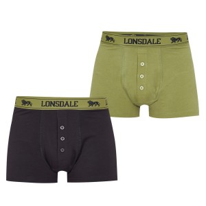 Kratasy Lonsdale 2 Pack Boxers Panske Čierne Hnedožltý | SK-QP0397246