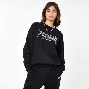 Mikina Lonsdale Crew Damske Čierne | SK-UT0296745