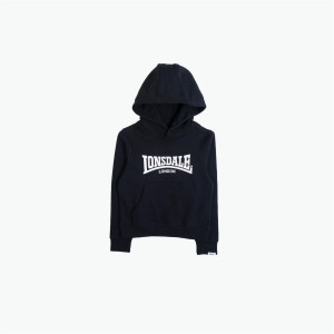 Mikina s Kapucnou Lonsdale Essential Logo OTH Juniors Detske Čierne | SK-IS0167285