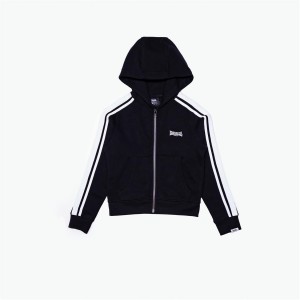 Mikina s Kapucnou Lonsdale Essential Zip Junior Boys Detske Čierne | SK-HS8419657