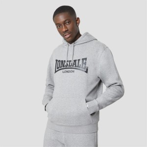 Mikina s Kapucnou Lonsdale Essentials Logo Panske Siva | SK-TU0783951