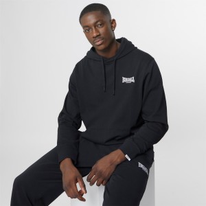 Mikina s Kapucnou Lonsdale Jersey Lounge Panske Čierne | SK-WC2043619