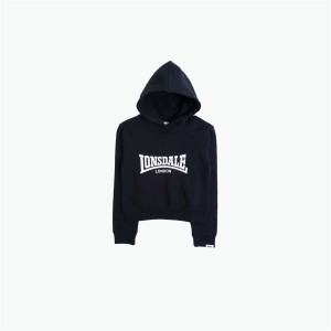 Mikina s Kapucnou Lonsdale Logo Detske Čierne | SK-WF8703126