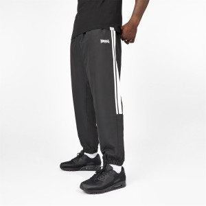 Nohavice Lonsdale 2 Stripe CH Woven Panske Čierne | SK-QF2167849