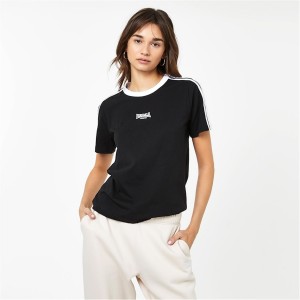 Tricko Lonsdale Kratke Sleeve Damske Čierne | SK-RJ6324507