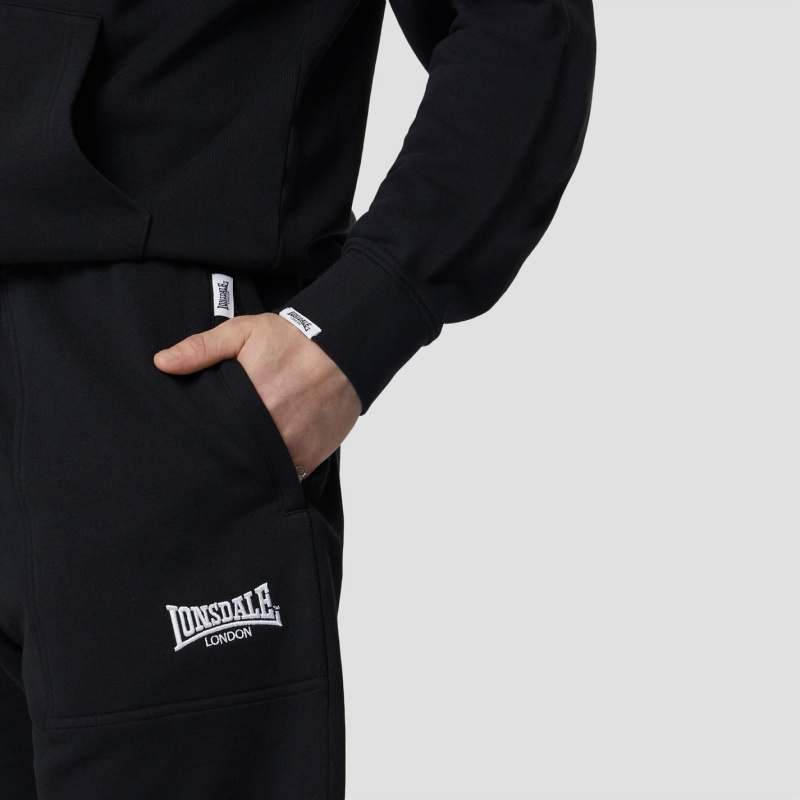 Nohavice Lonsdale Heavyweight Jersey Jogging Panske Čierne | SK-MB1359748
