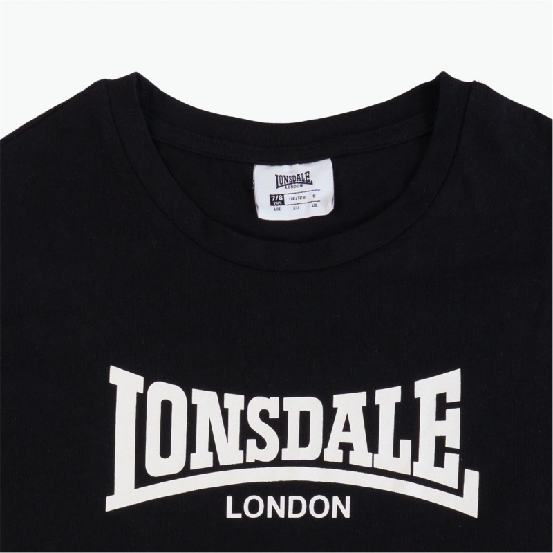 Tricko Lonsdale Girls Cropped Detske Čierne | SK-OJ8234057